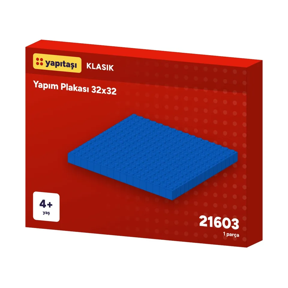 21603 Yapıtaşı Klasik Yapım Plakası 32x32 Mavi